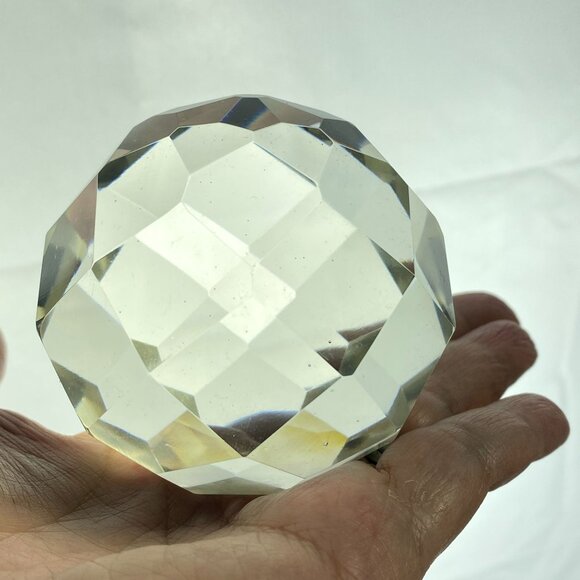 Vintage Art Glass Faceted Clear Glass Paperweight - Picture 8 of 9